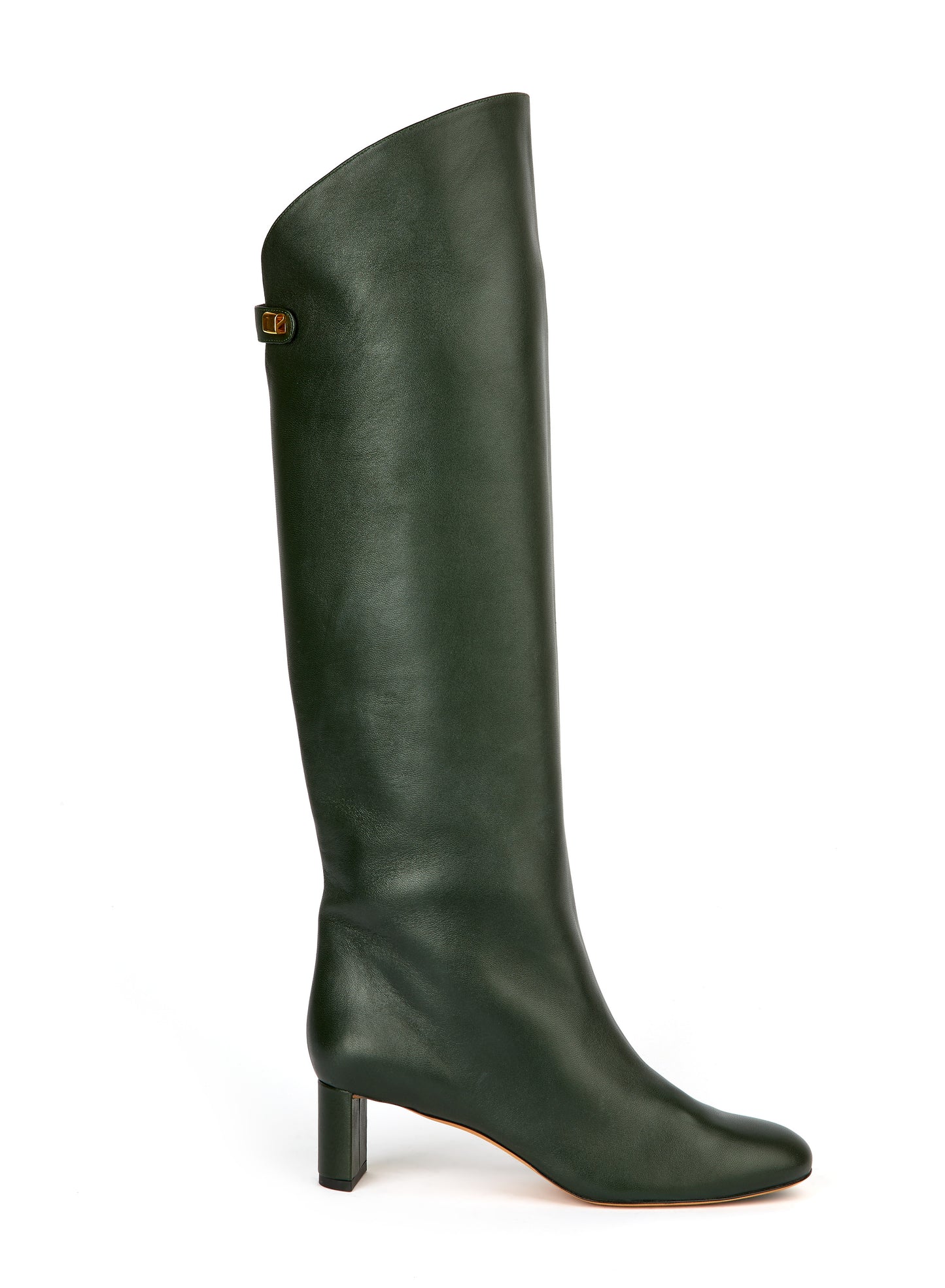 Adry Mid-heel Nappa Bottle Green Leather Boots