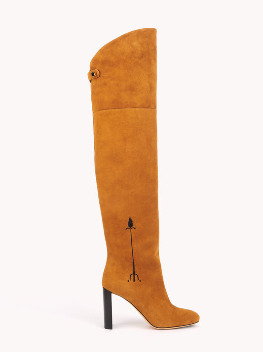 Marylin Malaga Over the Knee Cognac Suede Boots