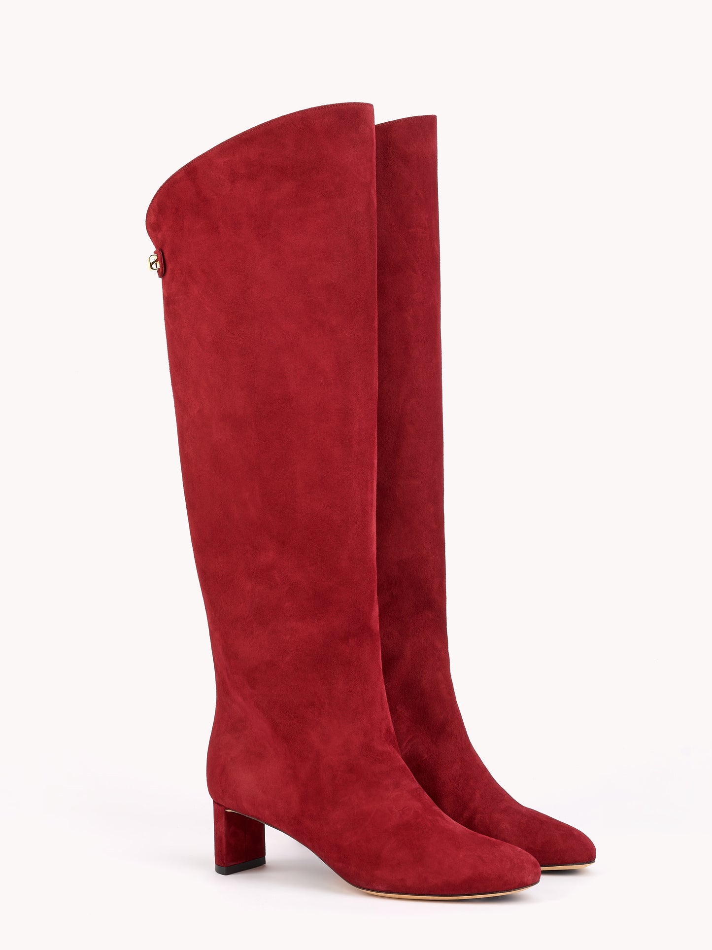 Bottes Adry à talons mi-hauts en daim bordeaux