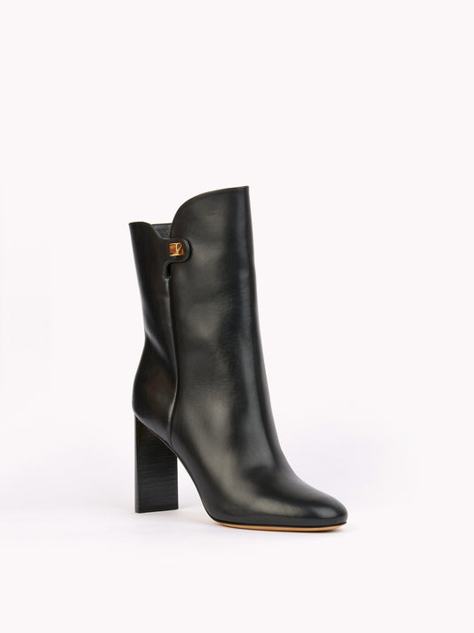 high heels black leather ankle boots maison skorpios by adriana abascal emanuele filiberto