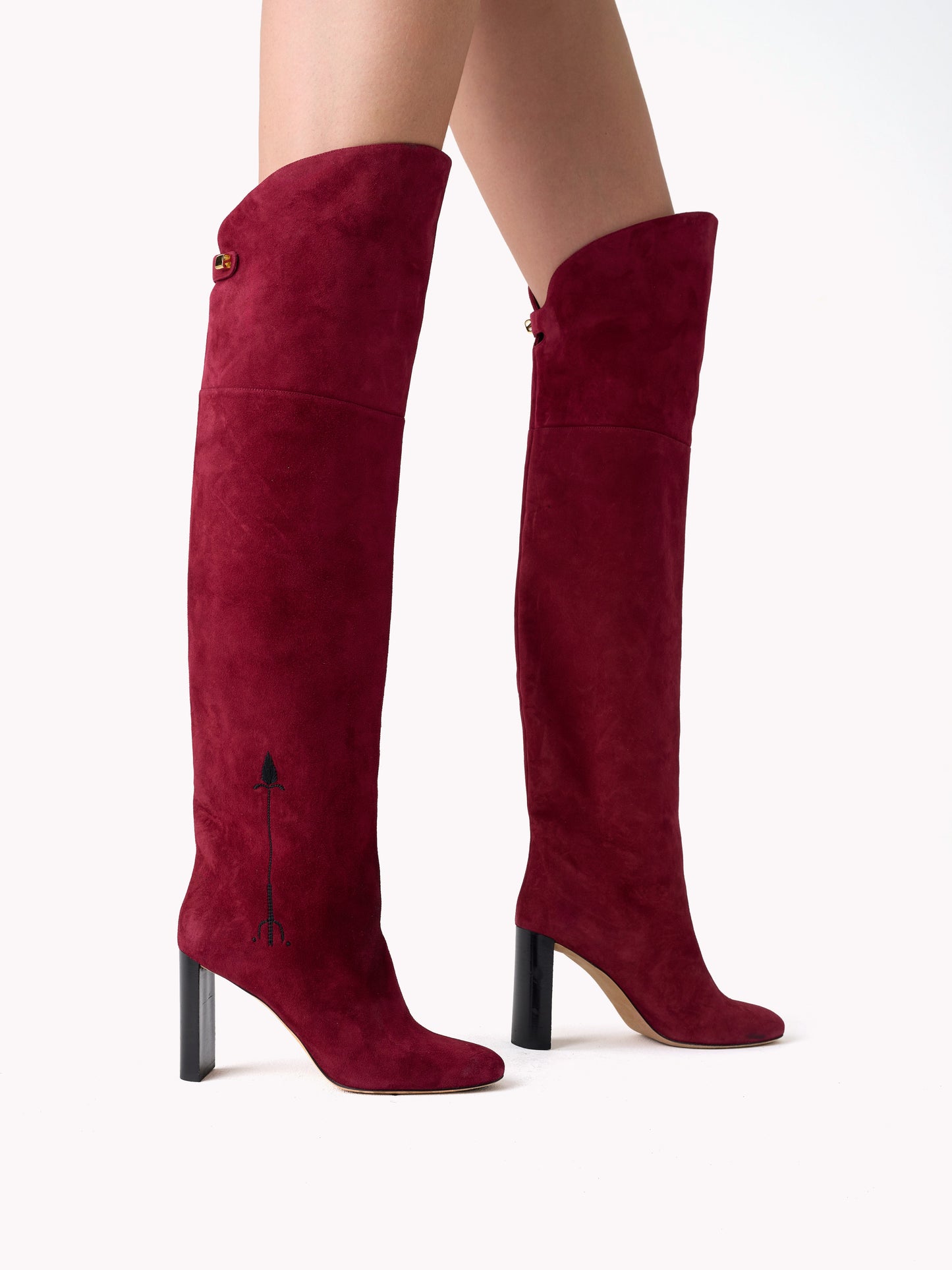 Marylin Malaga Over the Knee Burgundy Suede Boots