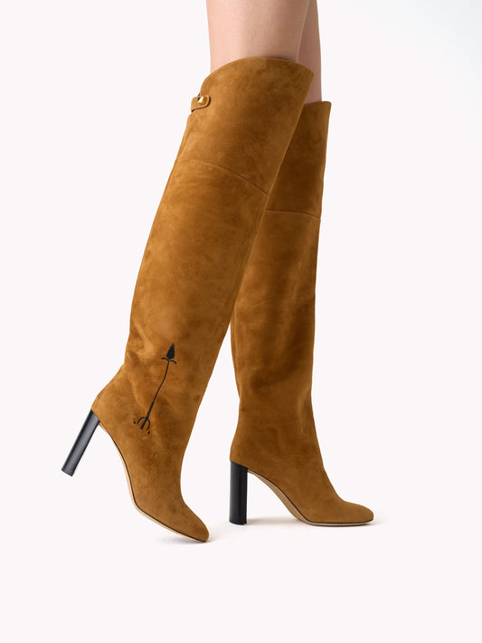 Marylin Malaga Over the Knee Cognac Suede Boots