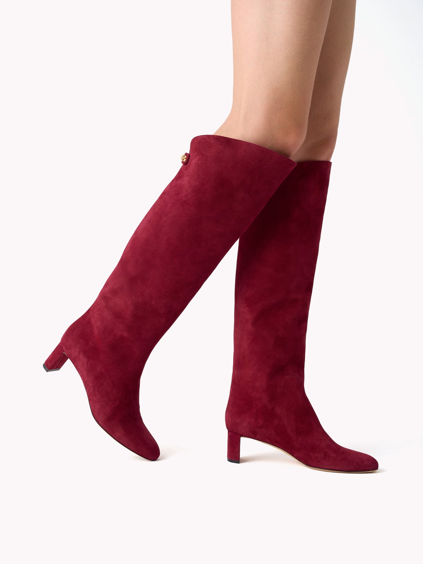 Bottes Adry à talons mi-hauts en daim bordeaux