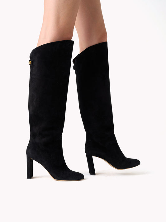 Bottes Adriana en daim Cachemire noir