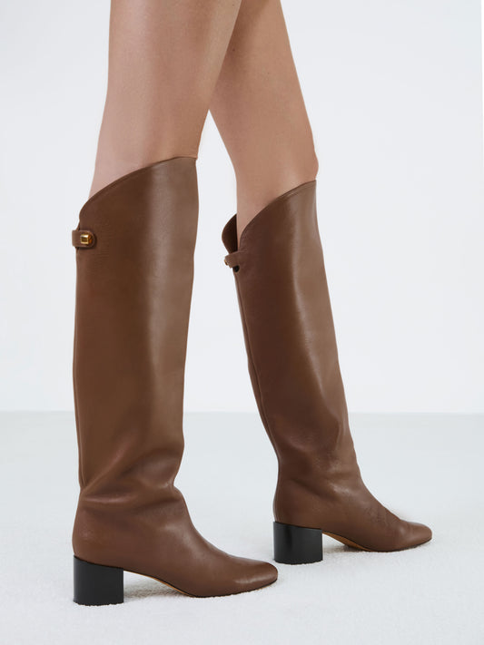 Adry Up Mid-heel Nappa Cognac Leather Boots