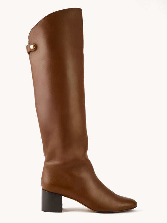 Adry Up Mid-heel Nappa Cognac Leather Boots