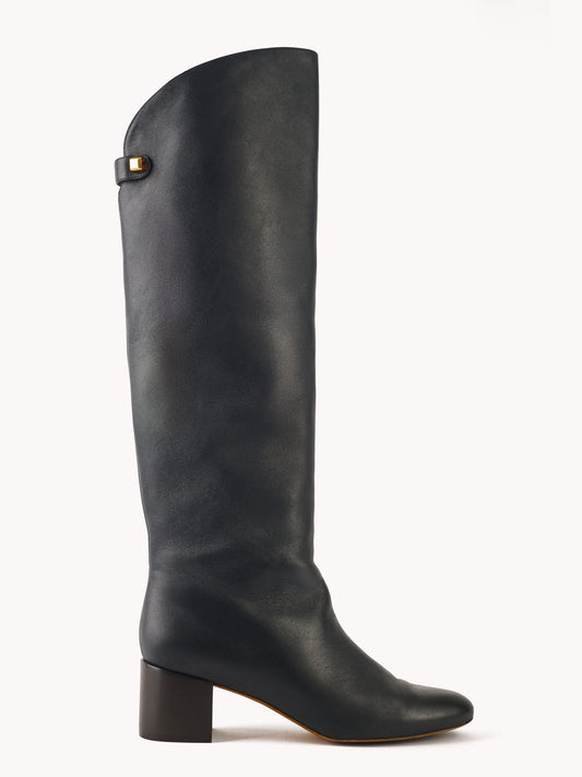 Adry Up Mid-heel Nappa Black Leather Boots