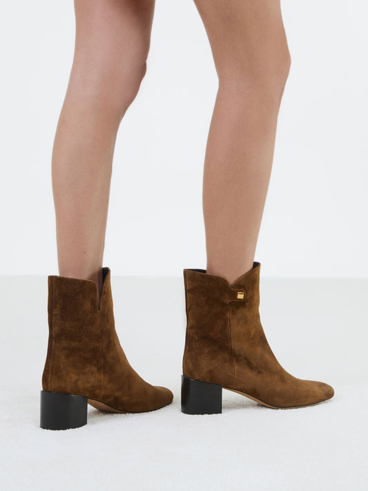 Gaby Mid-heel Brown Espresso Suede Ankle Boots