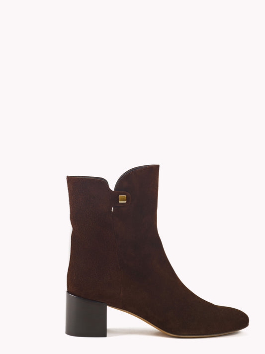 Gaby Mid-heel Coffee Suede Ankle Boots