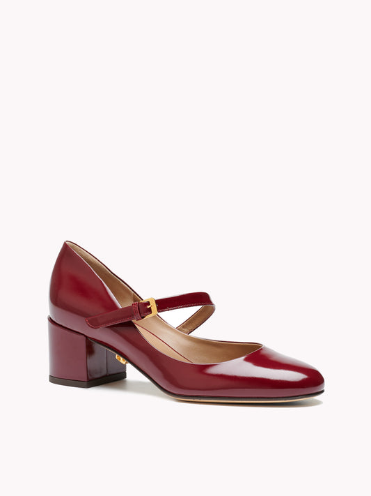 Babies Jane en cuir bordeaux et talons moyens 