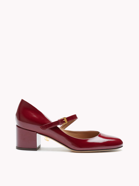 Babies Jane en cuir bordeaux et talons moyens 