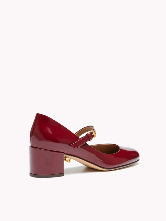 Babies Jane en cuir bordeaux et talons moyens 