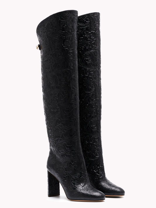 Adriana Borgia high-heel black leather boots