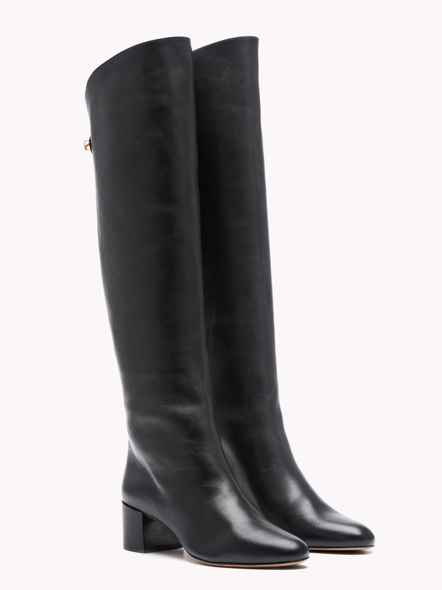 Bottes Adry Up en cuir nappa noir et talon moyen