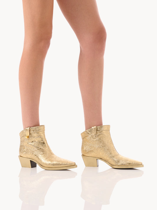 Alexandra Borgia Leather Gold Western Boots