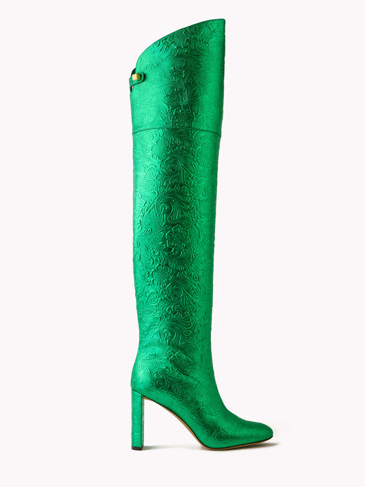 Cynthia Borgia High-heel Metallic Green Boots