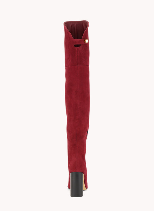 Marylin Malaga Over the Knee Burgundy Suede Boots