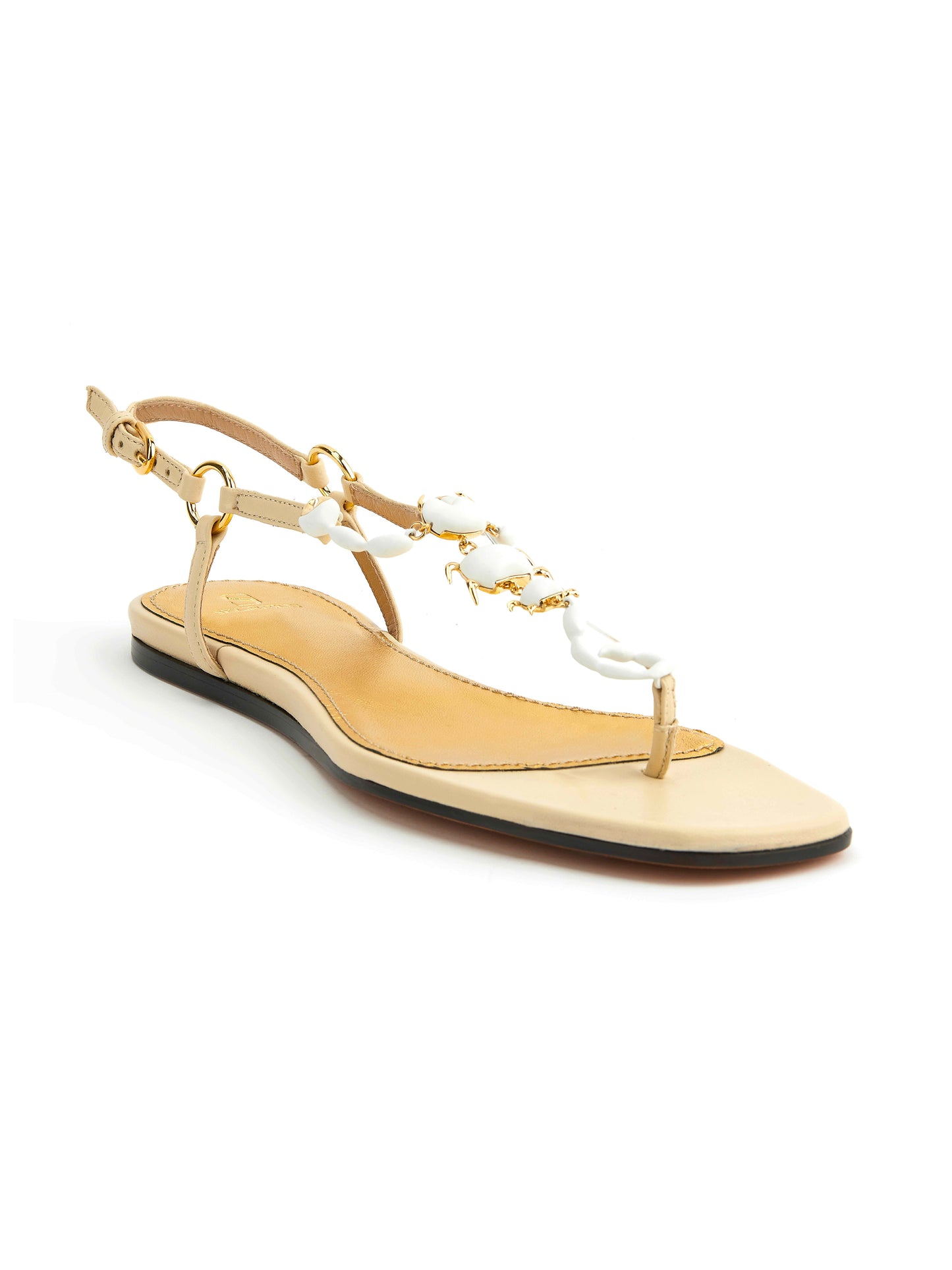 Sandales Bianca en cuir nappa crème et scorpion blanc