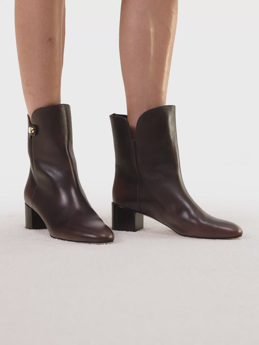 Gaby Mid-Heel Piper Chocolate Ankle Boots