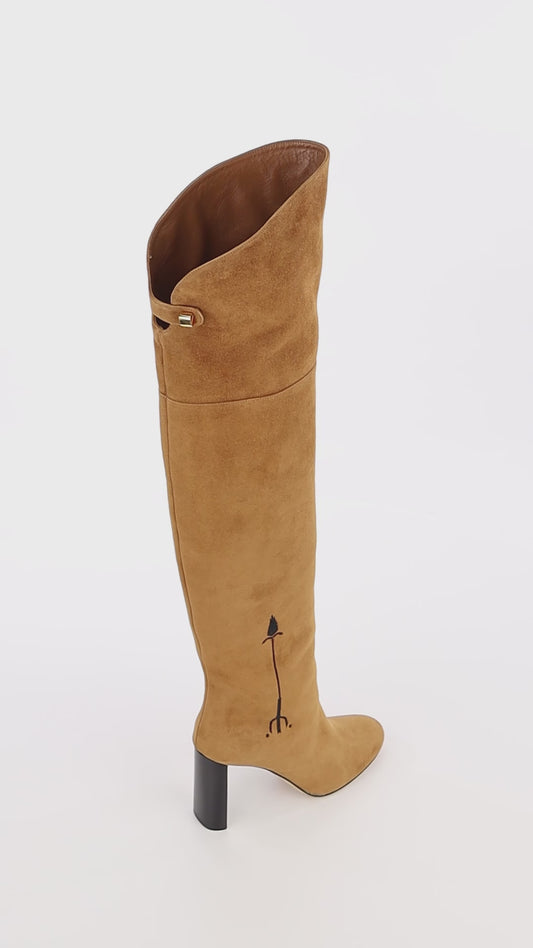 Marylin Malaga Over the Knee Cognac Suede Boots