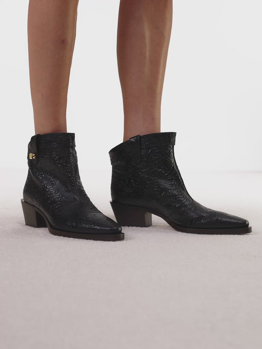 Alexandra Borgia Leather Black Western Boots