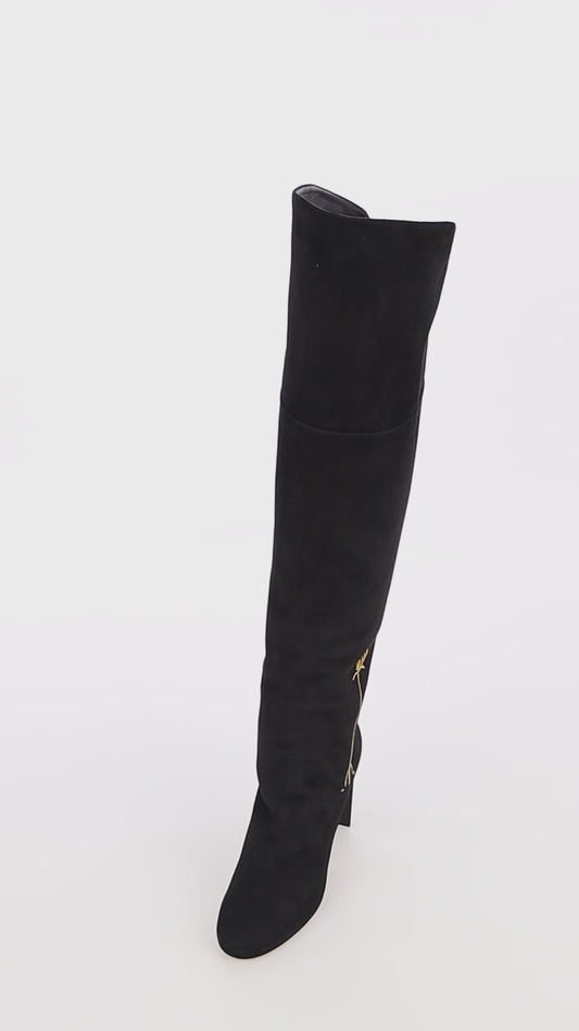 Marylin Malaga Over the Knee Black Suede Boots