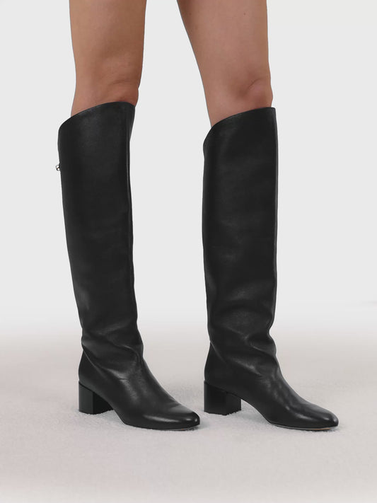 Adry Up Mid-heel Nappa Black Leather Boots