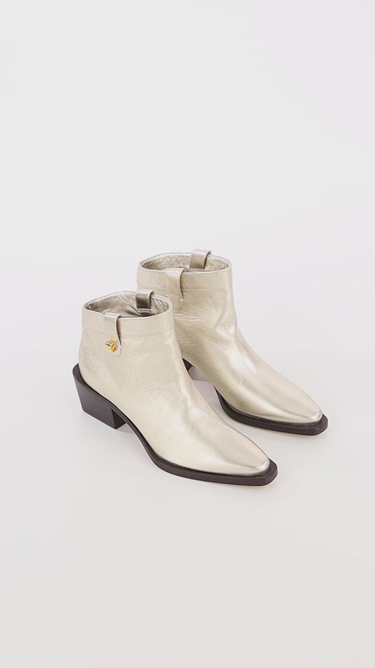 Alexandra Light Gold Nappa Leather Western Boots