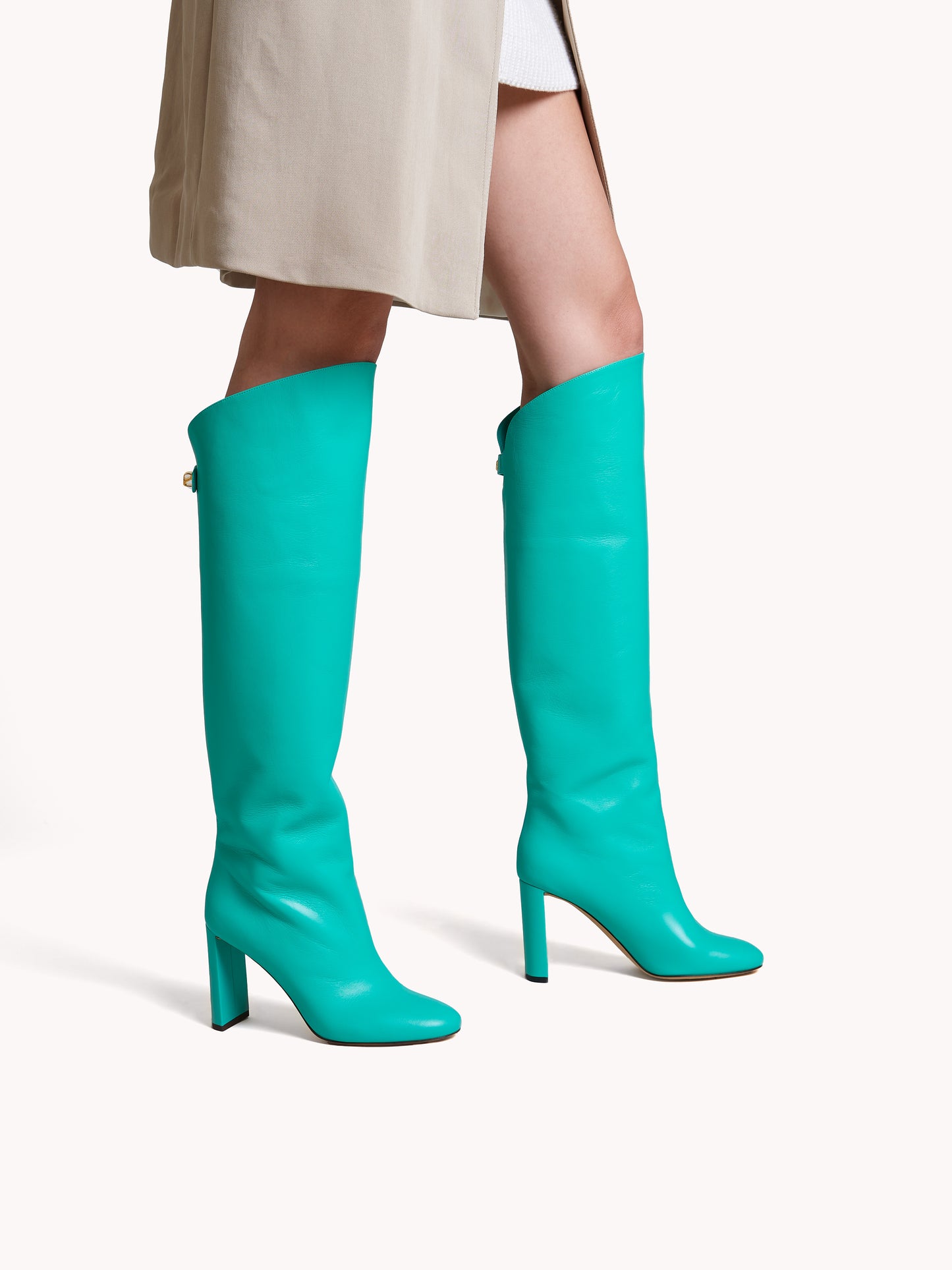 Adriana High-heel Nappa Turquoise Leather Boots