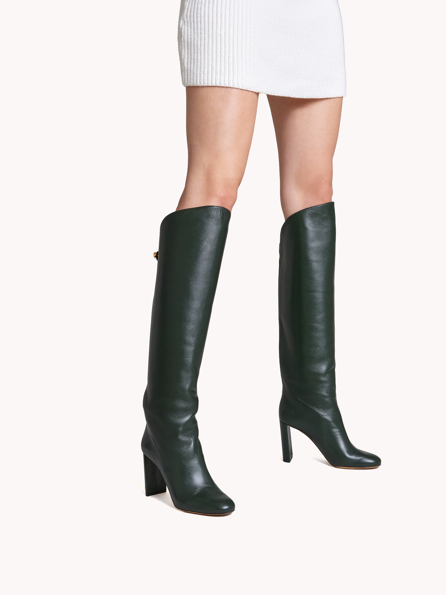 Adriana High-heel Nappa Bottle Green Leather Boots