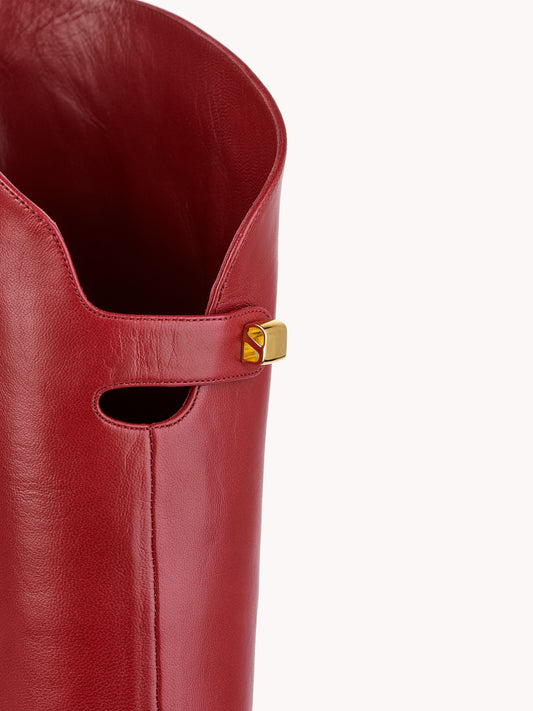 Adry Mid-heel Nappa Red Leather Boots