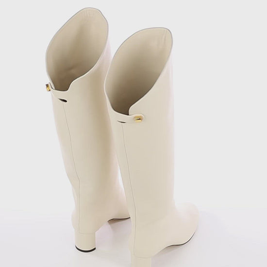 sophisticated cream nappa leather boots mid-heel skorpios