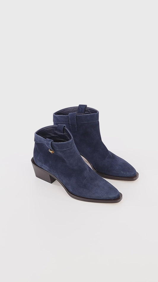 Alexandra Navy Casual Suede Western Boots