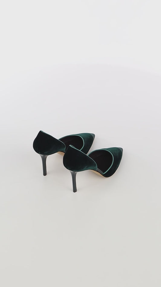 Nieves + High-heel Forest Green Velvet Stilettos