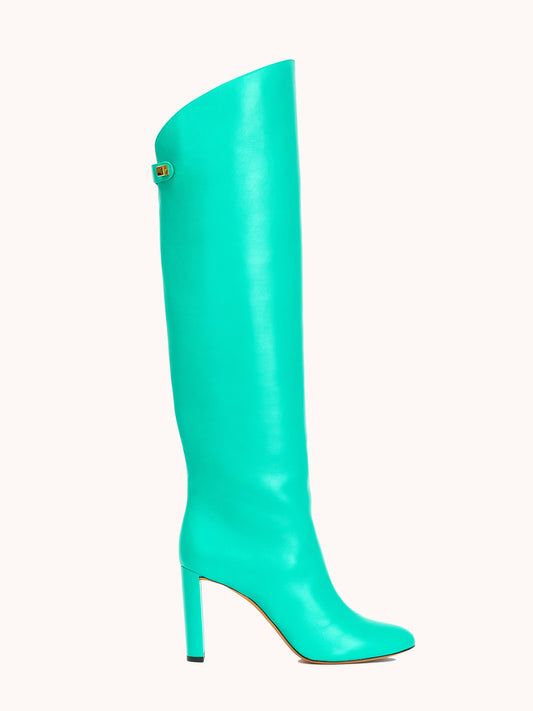 Adriana High-heel Nappa Turquoise Leather Boots