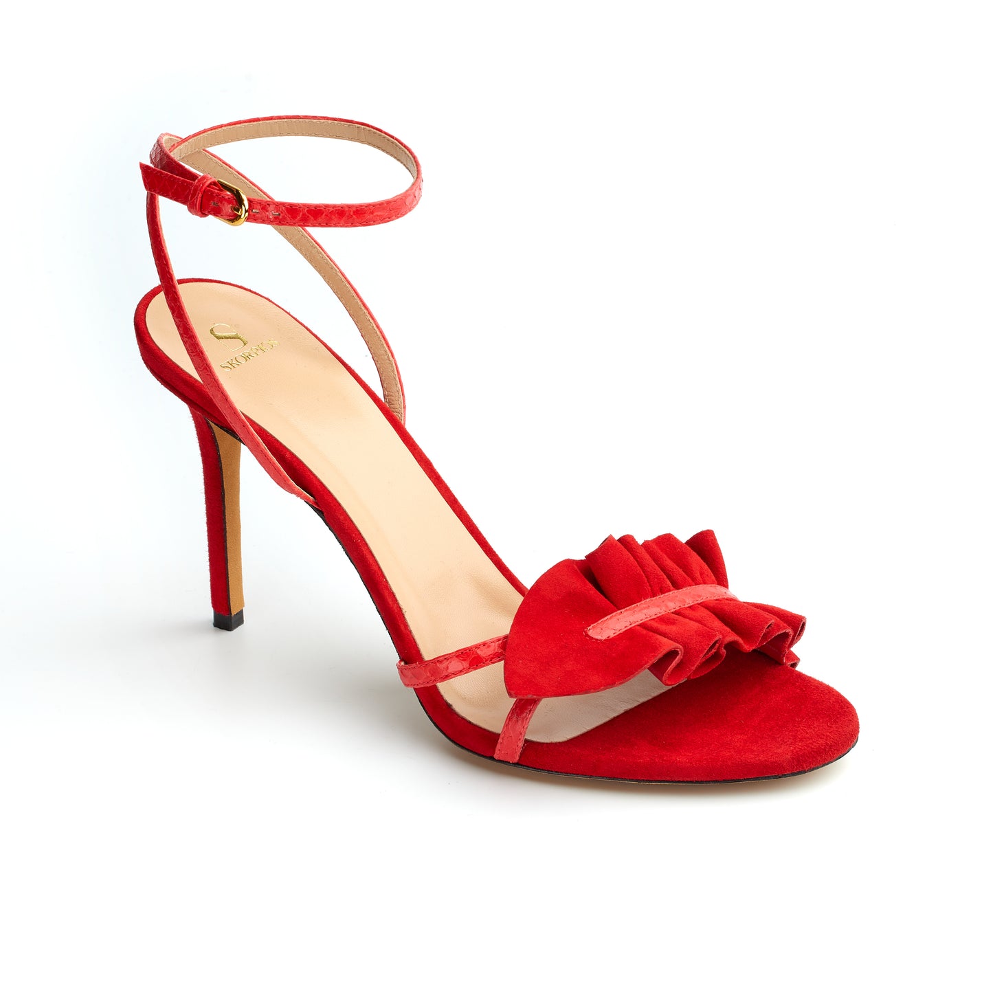 Almudena High-heel Red Suede Sandals