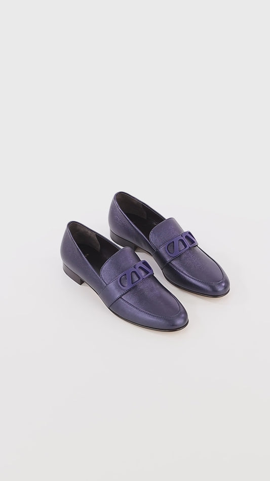 Blair Metallic Nappa Navy Loafers