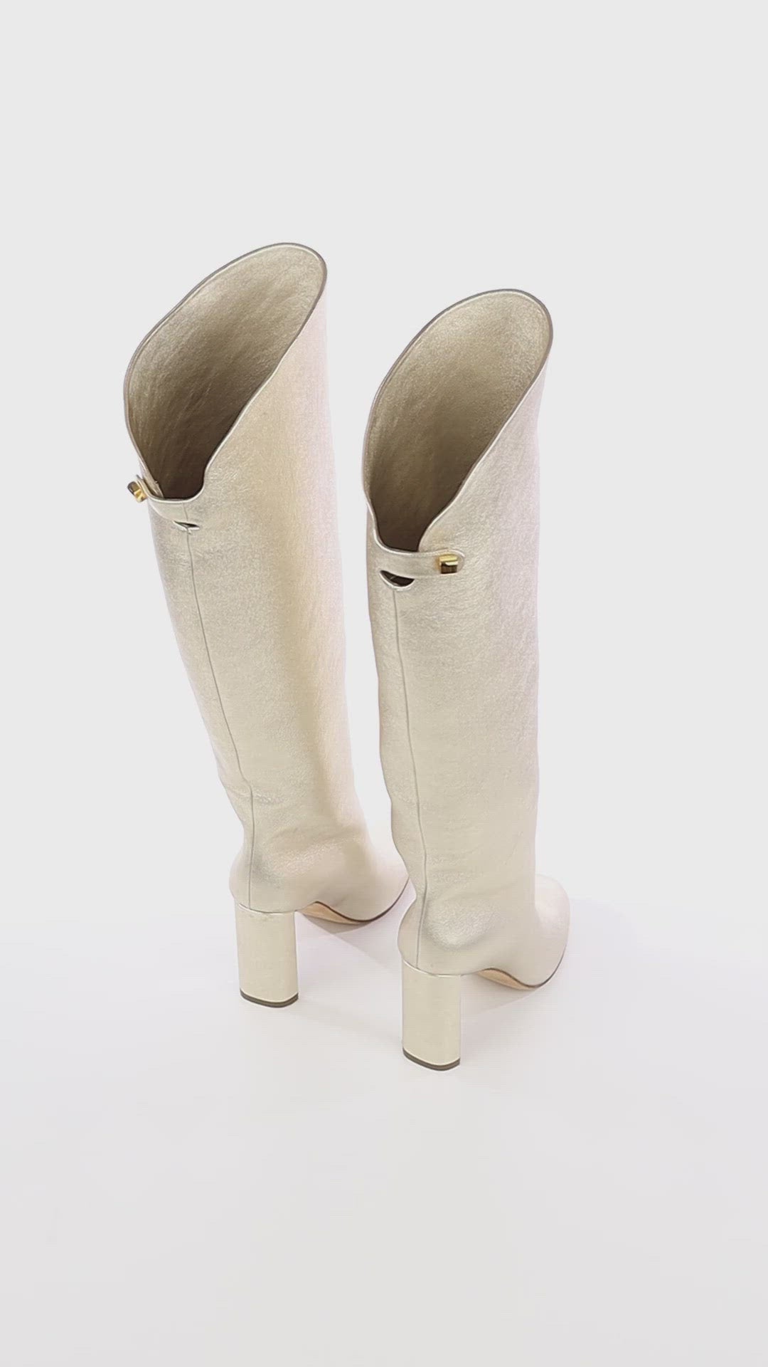 Skorpios I Adriana Nappa Knee high light gold leather boots Maison Skorpios