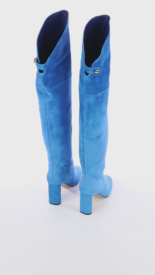 Marylin Over The Knee Royal Blue Suede Boots