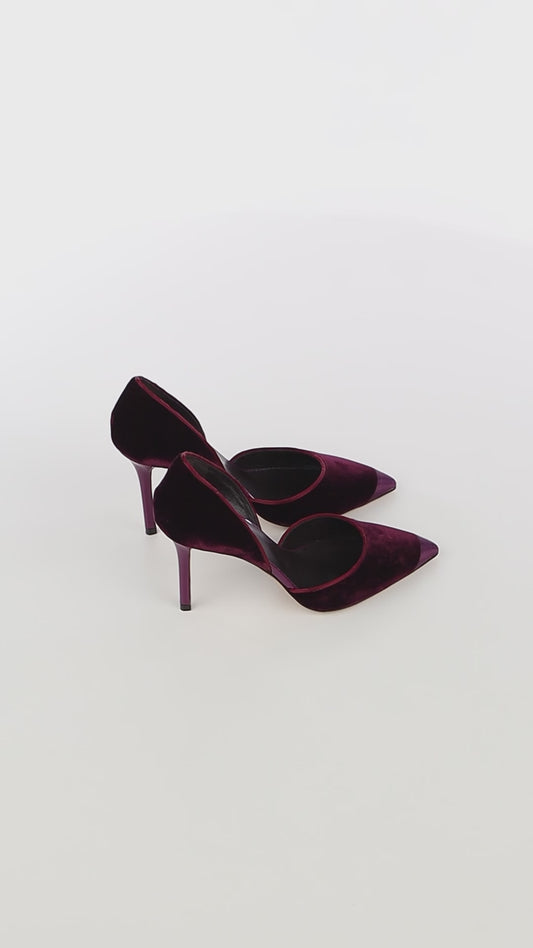 Nieves + High-heel Aubergine Velvet Stilettos