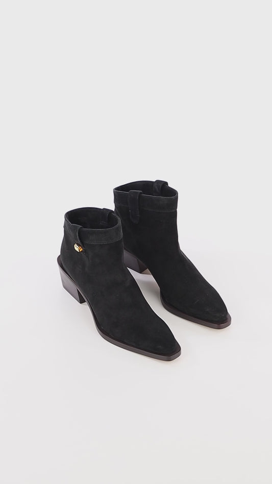 Alexandra Black Casual Suede Western Boots