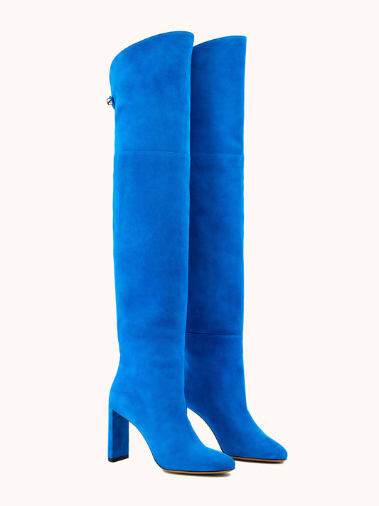 Marylin Over The Knee Royal Blue Suede Boots